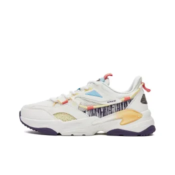 Erke Square Liter Durable Breathable Low Top Chunky Sneakers Women's White Yellow