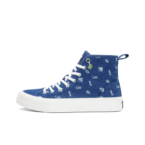 Lee Canvas Shoes Men High-Top Dark Blue