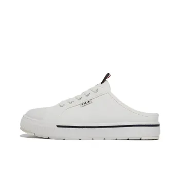 FILA Court Mules Anti Slip Wear Resistant Low Top Canvas Shoes Unisex White Korean Style