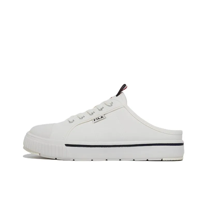 FILA Court Mules Anti Slip Wear Resistant Low Top Canvas Shoes Unisex White Korean Style-0