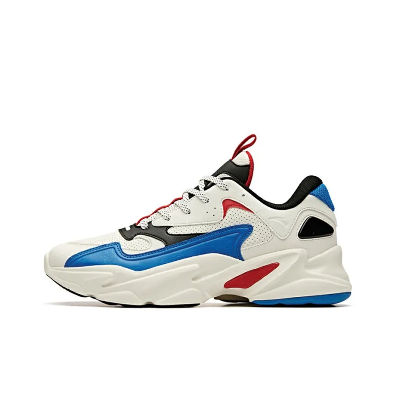 Anta Life Collection Cushioned Slip-Resistant Abrasion-Resistant Low-Top Chunky Sneakers Blue White Black-0