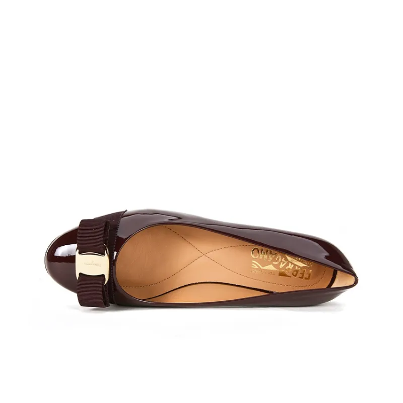 FERRAGAMO Vara Casual Single Shoes Women's Burgundy-3