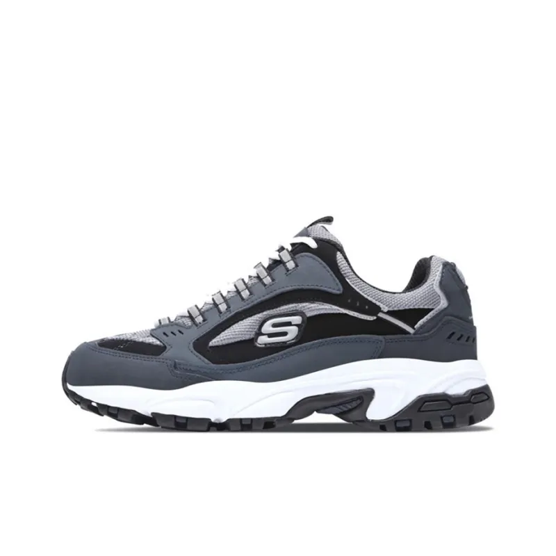 Skechers Stamina Cushioning Anti Slip Wear Resistant Breathability Low Top Chunky Sneakers Men's Black-0