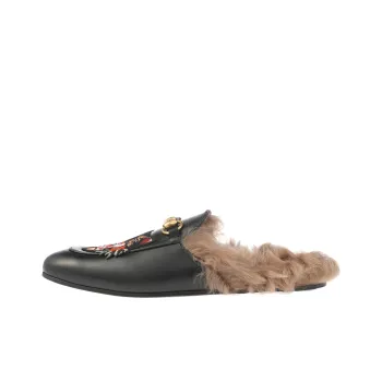 GUCCI Princetown Casual Single Shoes Men's Black Fleece Lined