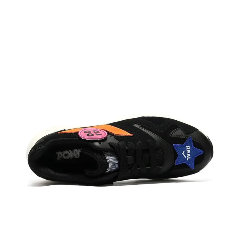 PONY Cushioning Low Top Chunky Sneakers Unisex Black-3