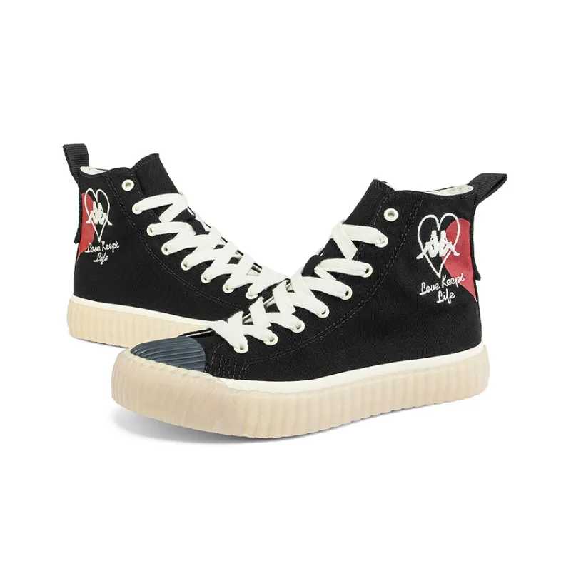 Kappa Anti Slip Wear Resistant Lightweight Coverage High Top Canvas Shoes Unisex Black-4