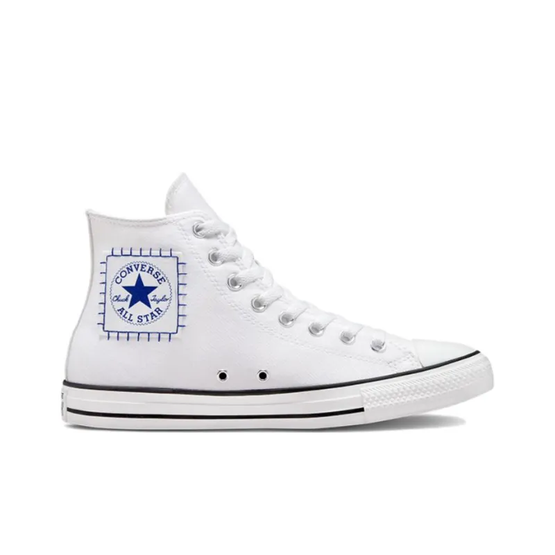 Converse Chuck Taylor All Star High Top Retro Sports Skateboarding Shoes White Blue-1