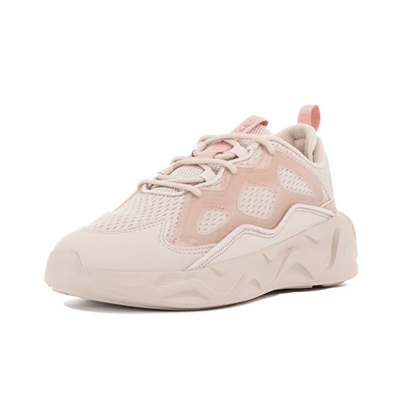 Anta Chao Bai Collection Cushioning Anti Slip Wear Resistant Breathability Low Top Chunky Sneakers Women's Pink-2