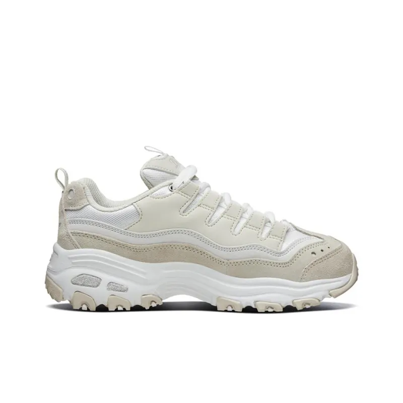 Skechers D'Lites 1.0 Chunky Sneakers Women's Low Top White/Light Brown-1