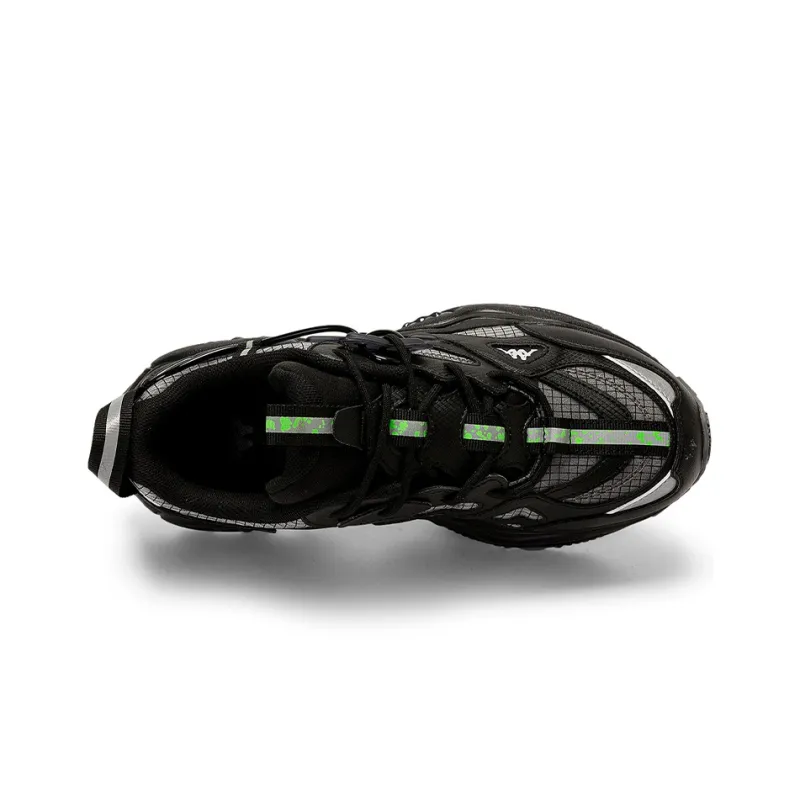 Kappa Cushioning, Slip Resistant, And Abrasion Resistant Low Top Chunky Sneakers Unisex Black Contour Gray-4