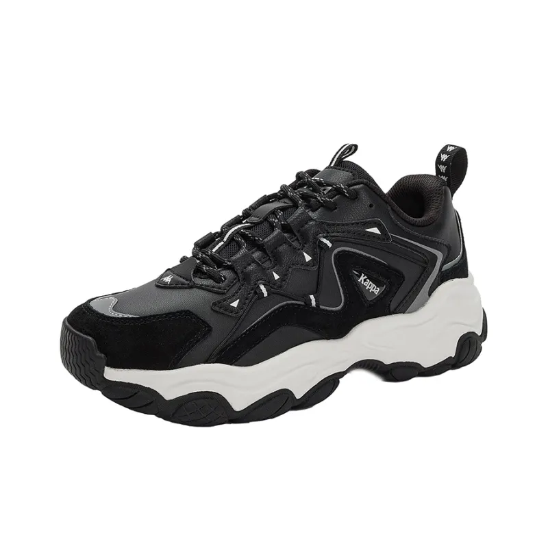 Kappa Cushioning Anti Slip Wear Resistant Impact Resistant Low Top Chunky Sneakers Unisex Black White-1