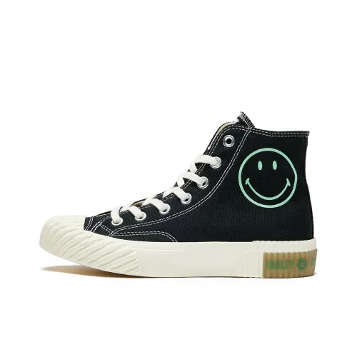 SMILEY Canvas Shoes Unisex High-Top Black