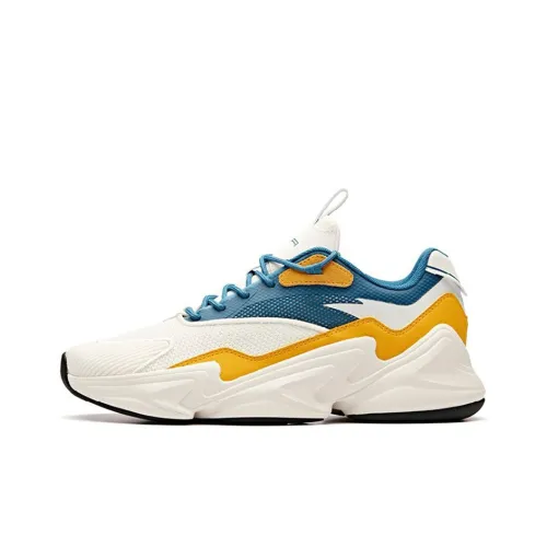 ANTA Chunky Sneakers Men Low Top White Orange Cyan