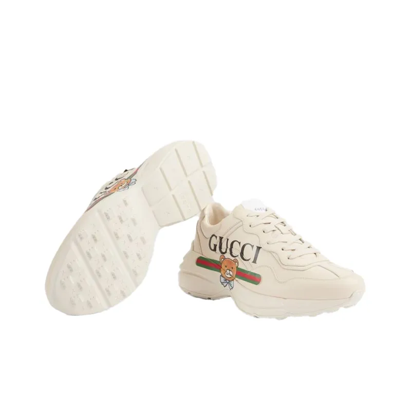 KAI x GUCCI Rhyton Anti-Slip And Wear-Resistant Breathable Low-Top Chunky Sneakers Men's Ecru-4