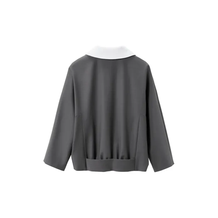 OVV Cropped Coats Women's Dark Gray Splicing B2-1