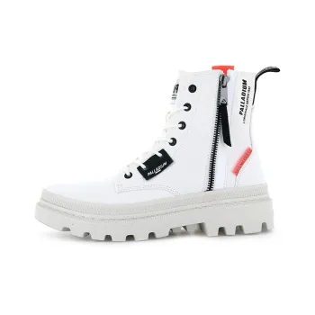 Palladium Pallatrooper Zip Breathable High-Top Canvas Shoes Women's White