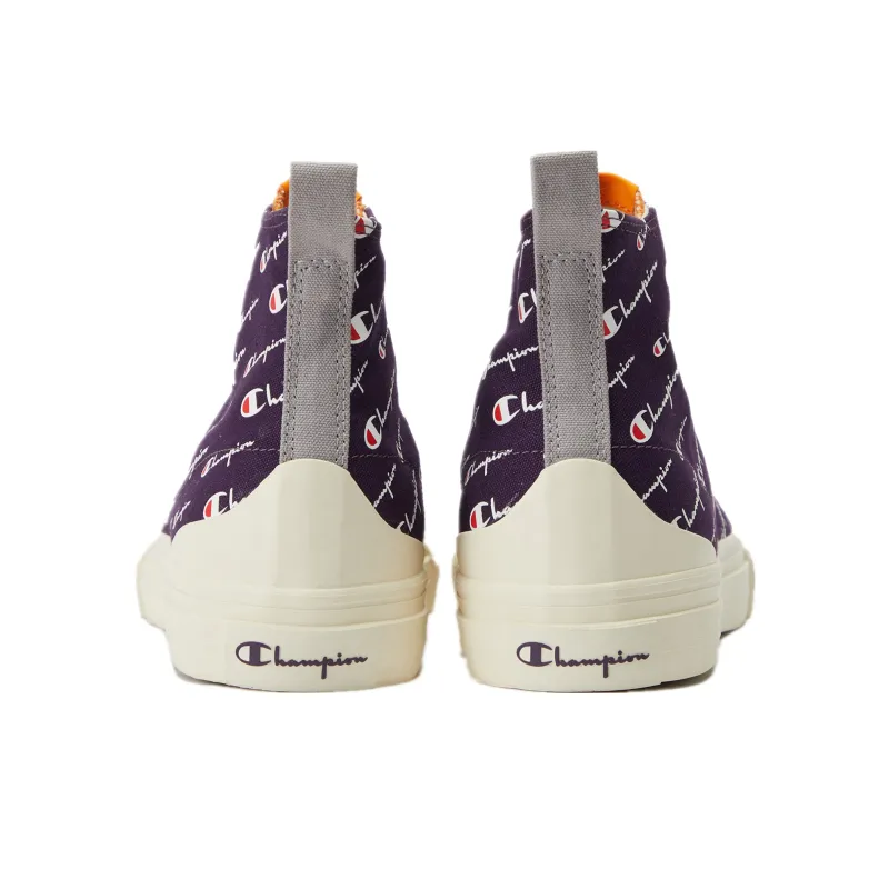 Champion Campus Canvas Shoes Unisex High Top Purple/Yellow-3