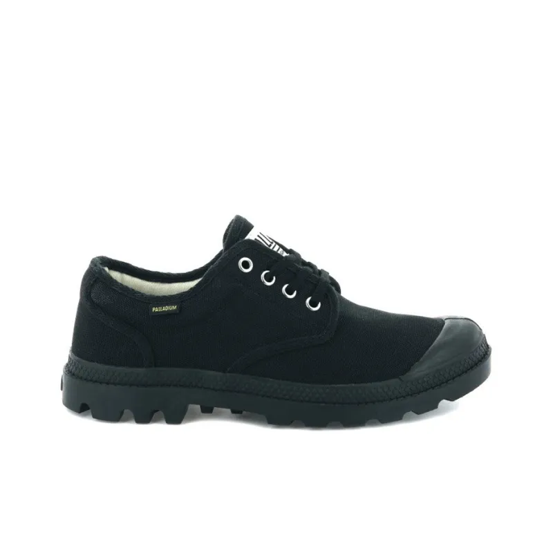 Palladium Pampa Ox Originale Slip Resistant Abrasion Resistant Breathable Low Top Canvas Shoes Unisex Black-1