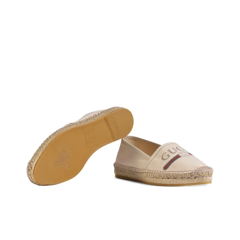 GUCCI Women's Logo Canvas Espadrilles 'Off White' Women's-5