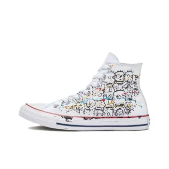 Converse Chuck Taylor All Star Street Graffiti Anti-Slip Wear-Resistant High-Top Canvas Shoes Unisex White Black