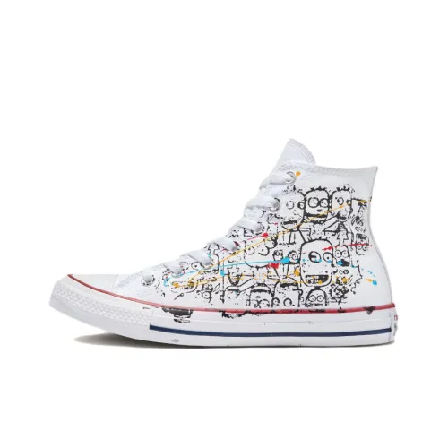 Converse Chuck Taylor All Star Street Graffiti Anti-Slip Wear-Resistant High-Top Canvas Shoes Unisex White Black
