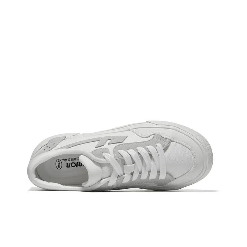 Warrior Wing Series Abrasion Resistant Slip Resistant Low Top Skateboard Shoes Unisex White Gray-2