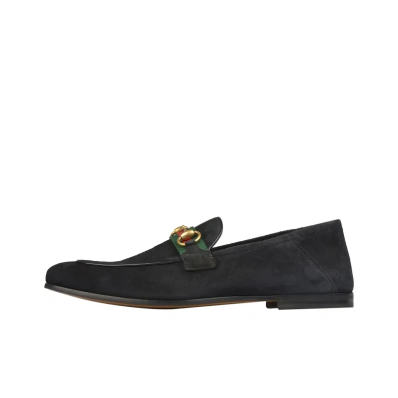 GUCCI Horsebit Loafers Flat Shoes Men's Black-0