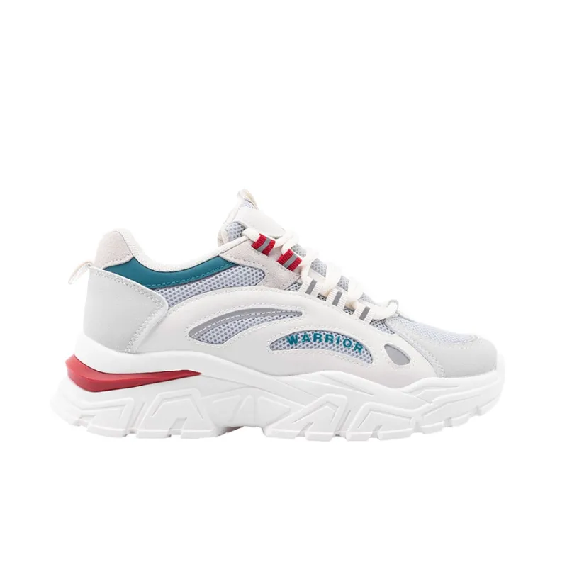 Warrior Wear resistant And Lightweight Low Top Chunky Sneakers Women's Gray Red-1