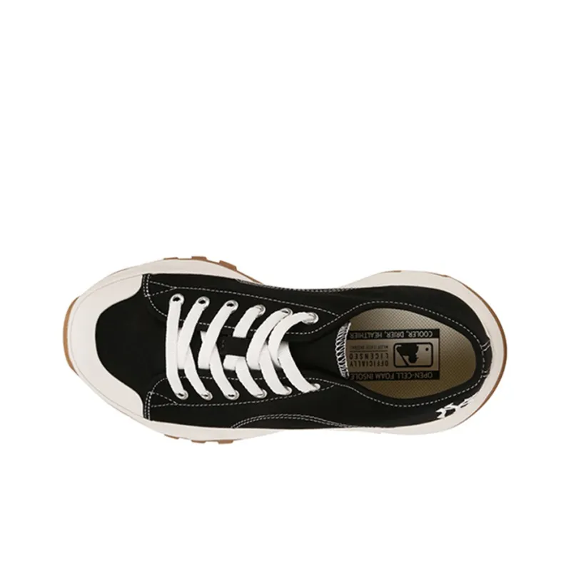MLB Chunky High Low New York Yanker Anti Slip Wear Resistant Low Top Canvas Shoes Unisex Black-2