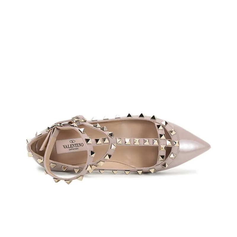 Valentino Rockstud GARAVANI Casual Single Shoes Women's Gray Pink-4
