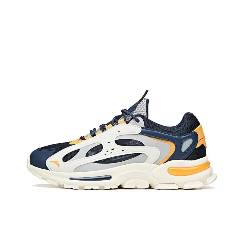 Anta Life Collection Cushioning Anti Slip Wear Resistant Breathability Low Top Chunky Sneakers Men's Blue Gray White-0