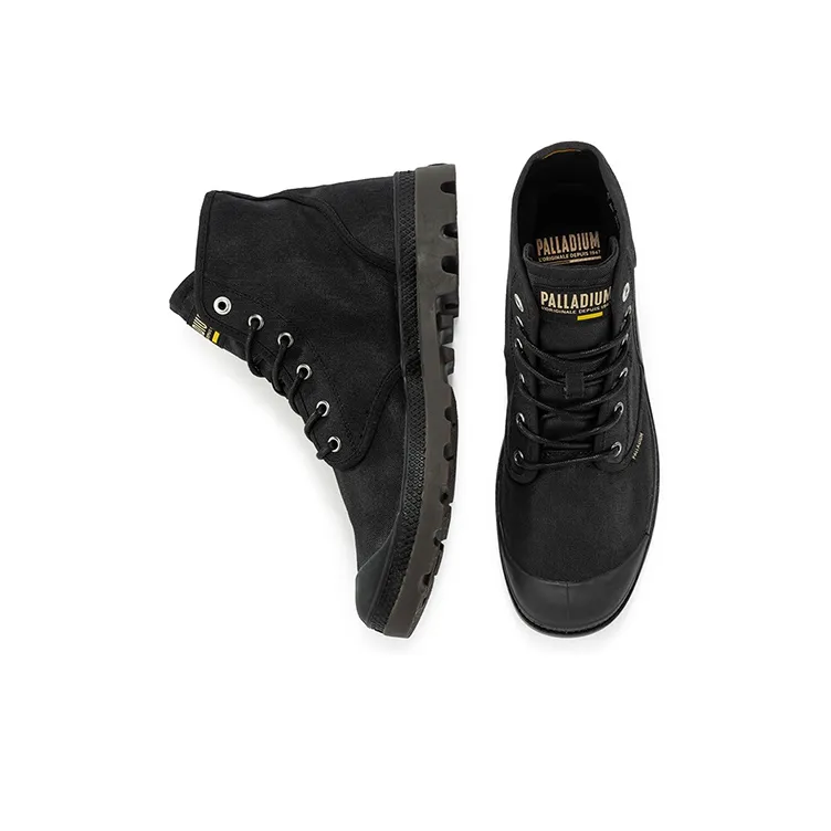 Palladium Pampa Anti Slip Wear Resistant Breathable Water Resistant Cushioning High Top Canvas Shoes Unisex Black-2