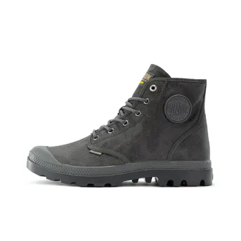 Palladium Pampa Anti Slip Wear Resistant Breathable Water Resistant Cushioning High Top Canvas Shoes Unisex Alloy Gray