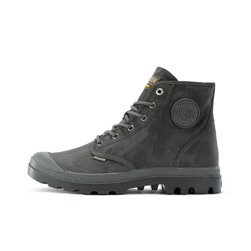 Palladium Pampa Anti Slip Wear Resistant Breathable Water Resistant Cushioning High Top Canvas Shoes Unisex Alloy Gray-0