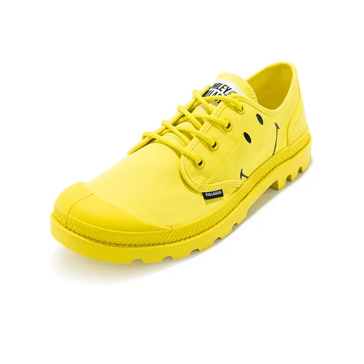 Smiley X Palladium Pampa Canvas Shoes Unisex Low Top Fiery Yellow-2