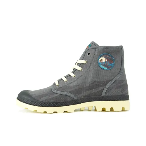 Palladium Pampa Hi Oasis Wear-Resistant Slip-Resistant High-Top Canvas Shoes Unisex Iron Gray