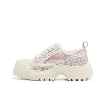 BLOCCO5 Chanel Inspired Fashion Cookie Shoes Canvas Shoes 4.5cm Women's Pink