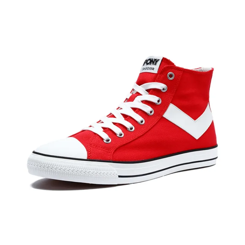 Pony Canvas Shoes Men High Top Red-1