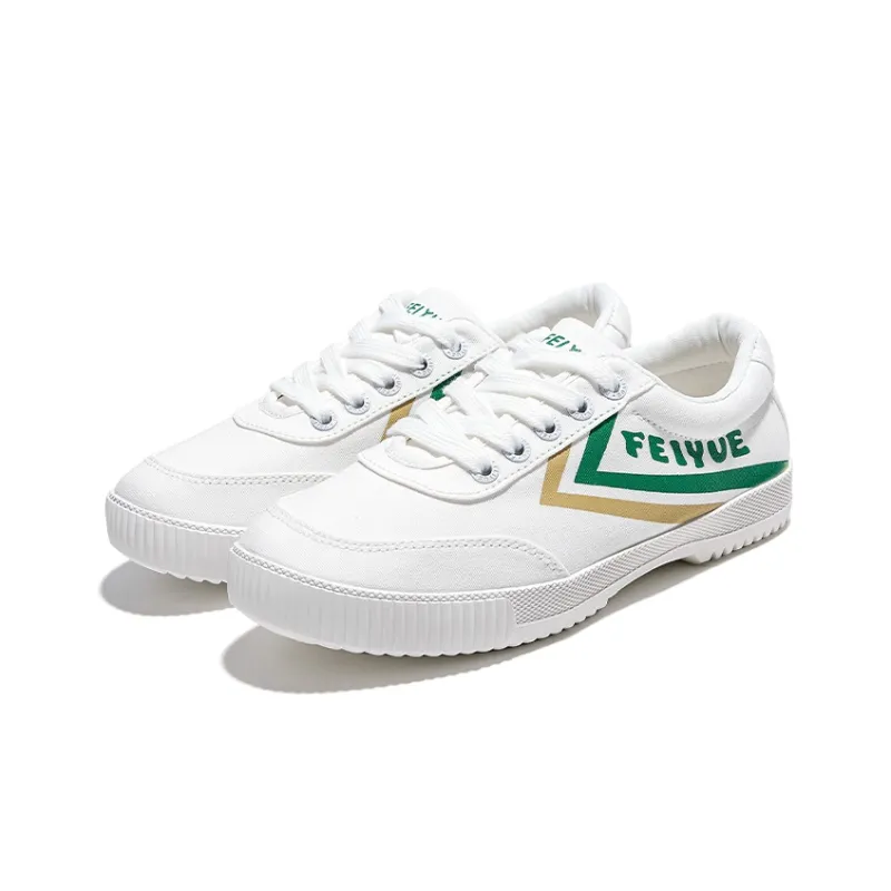 Feiyue Wear resistant And Lightweight Low Top Canvas Shoes Unisex White Yellow Green-3
