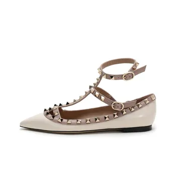 Valentino Rockstud Casual Single Shoes Women's Milk White
