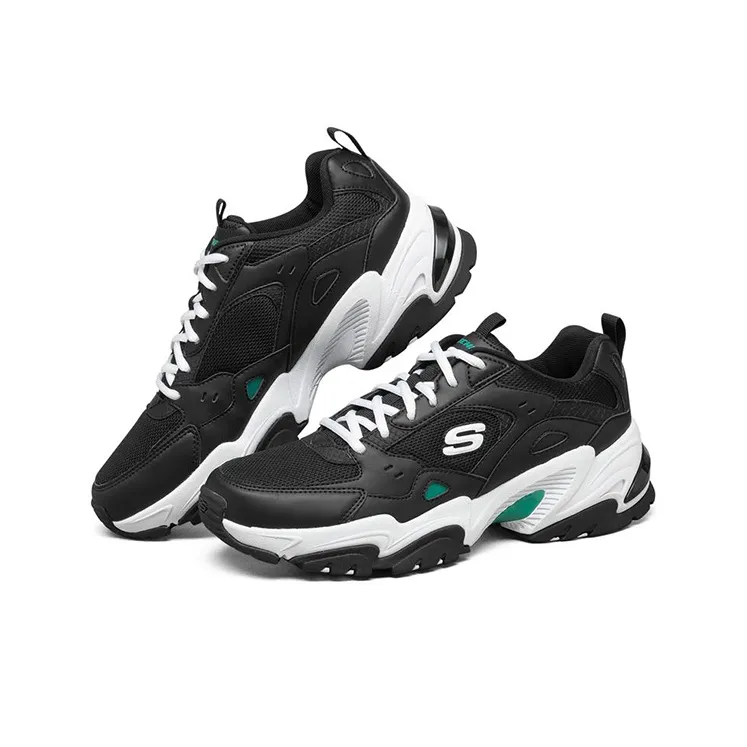 Skechers Stamina V2 Low Top Running Shoes Black/Green/White-2