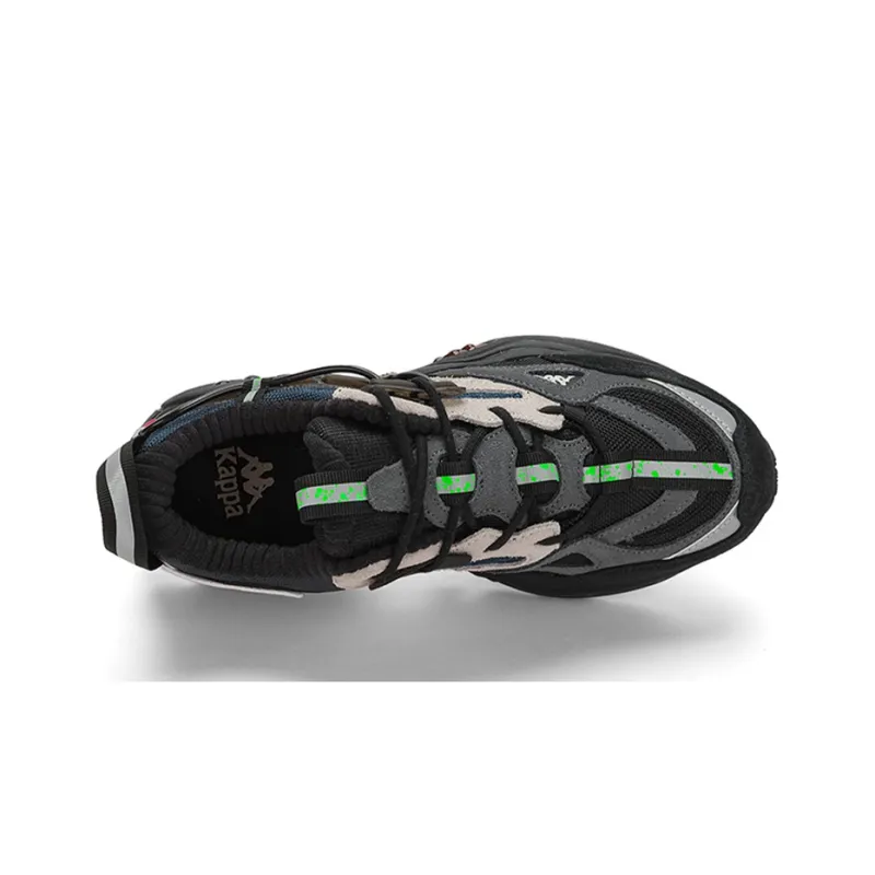 Kappa Anti-Slip Wear-Resistant Low-Top Chunky Sneakers Unisex Black Contour Gray Silver Gray-5