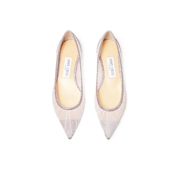 Jimmy Choo LOVE Flat Zhou Yangjie Flat Shoes Women's Soft Pink-3