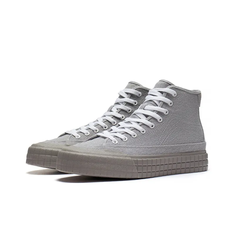 LiNing High Top Canvas Shoes Men's Snow Gray-2