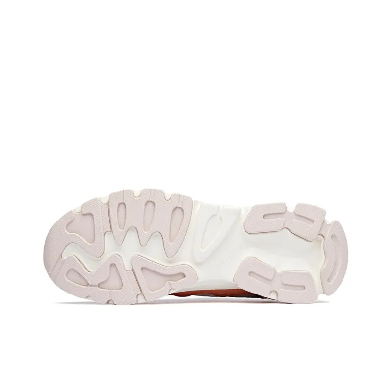 ANTA Chunky Sneakers Women's Low Top Lotus Gray/Ivory White/Salmon Pink-4