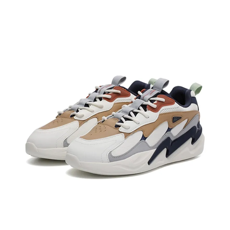 XTEP Cushioned Slip-Resistant Low-Top Chunky Sneakers Men's White Gray Blue-2