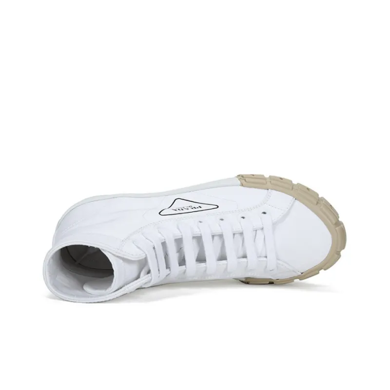 PRADA Canvas Shoes Men High Top White-4