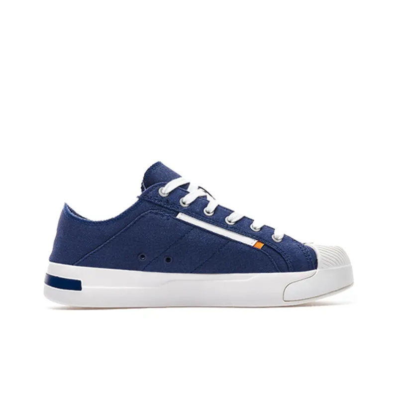 LiNing Wear Resistant Breathable Slip Resistant Low Top Canvas Shoes Men's Blue White-1