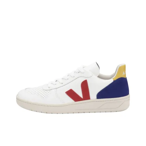 VEJA V-10 Canvas Shoes Unisex Low-Top Yellow/Blue/Red/White