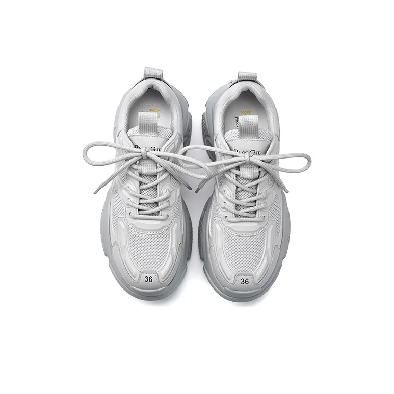 PACO GIL Chunky Sneakers Women's Low Top Light Gray-2